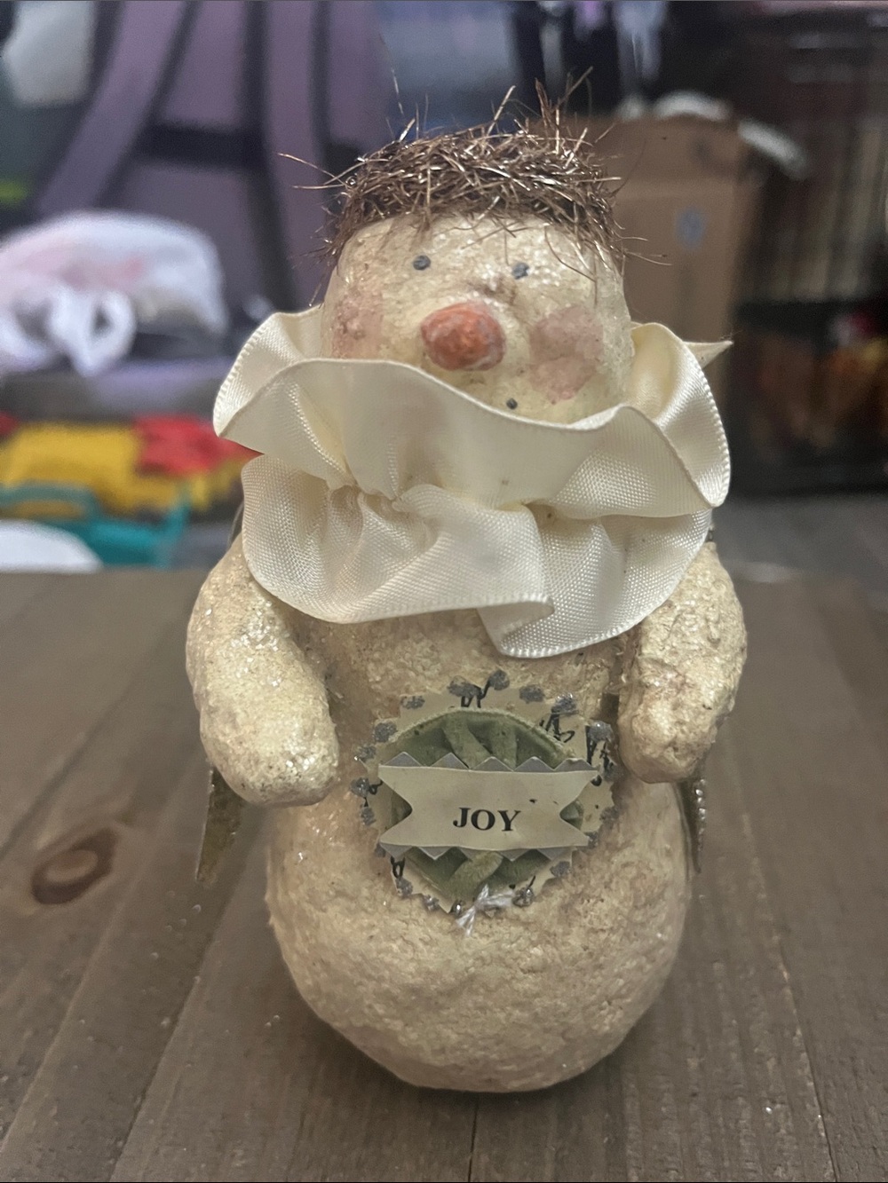 Vintage Bethany Lowe Joy Snowman with Gold Halo and wings